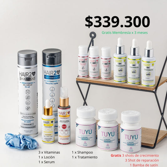 - 3 Vitaminas Tuyú + Shampoo Resistencia Anti caída + Tratamiento nutritivo