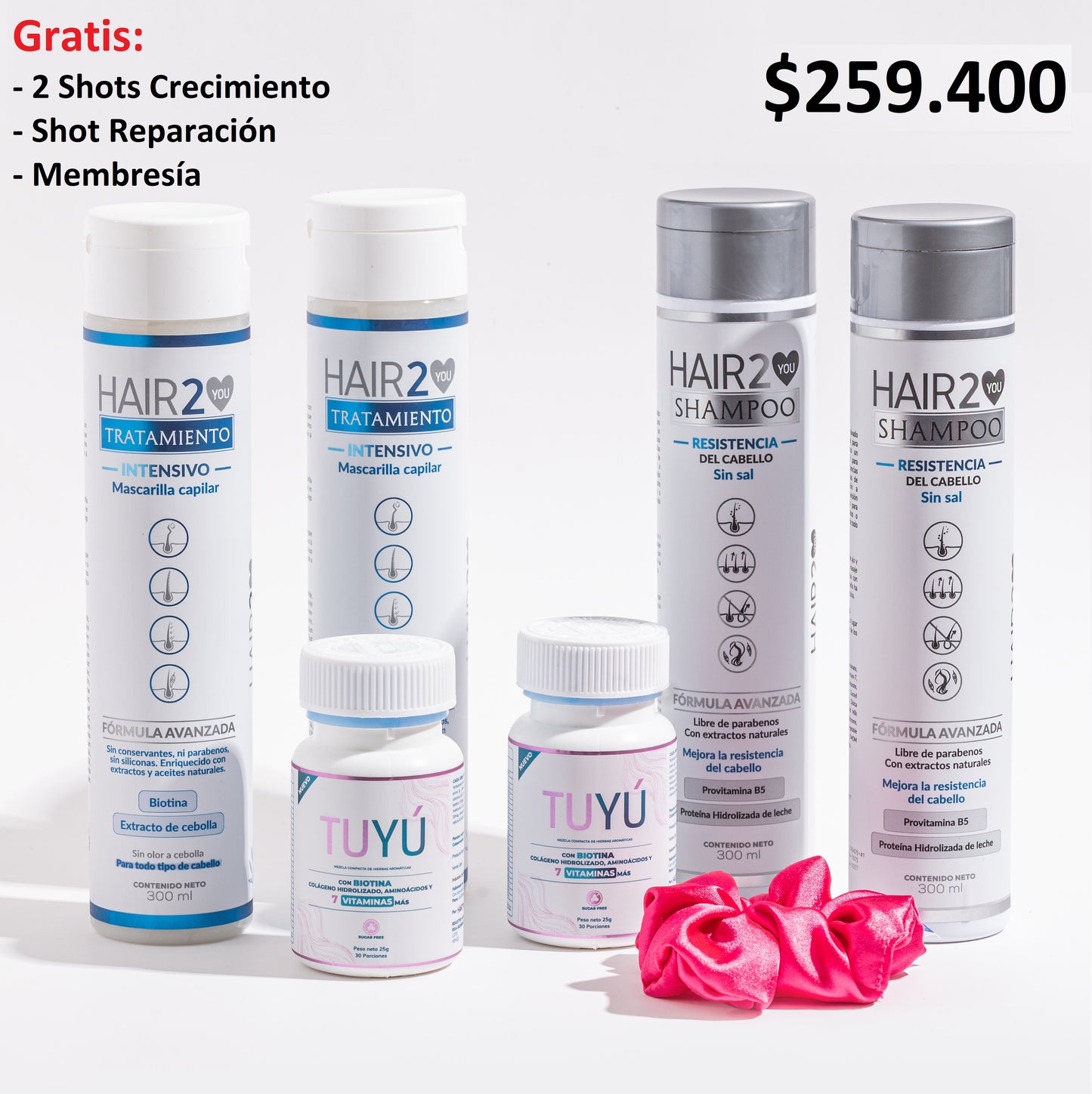 2 meses de tratamiento Anticaída Vitaminas + Shampoo + Tratamiento
