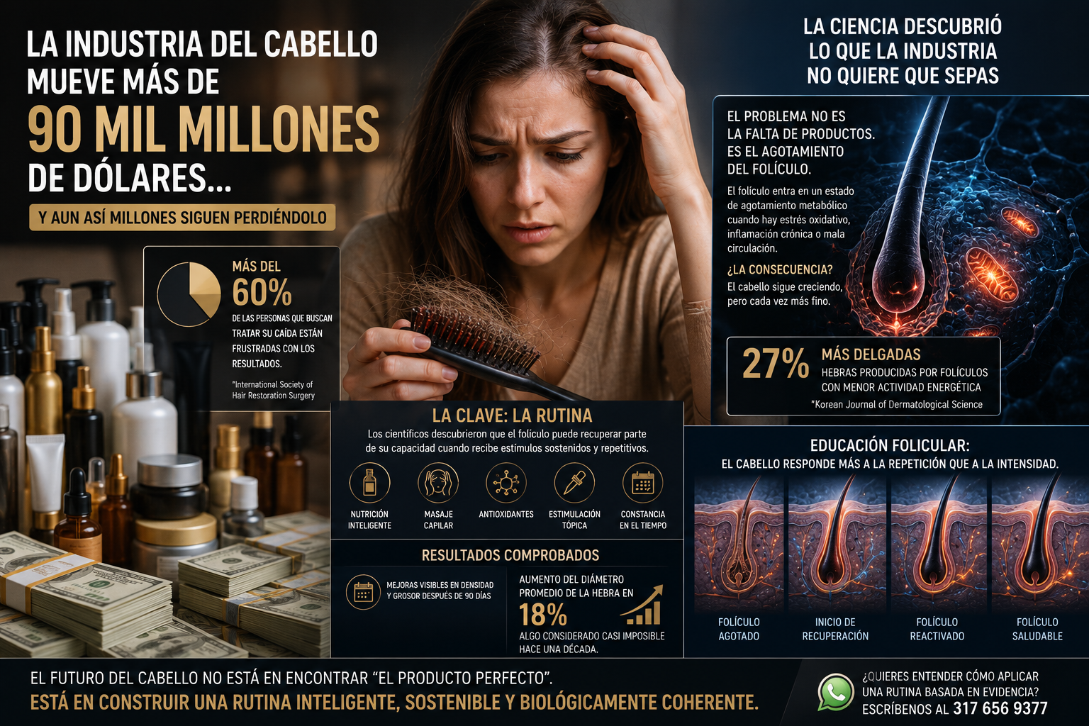La industria del cabello mueve más de 90 mil millones de dólares… y aun así millones siguen perdiéndolo: esto fue lo que descubrieron los científicos