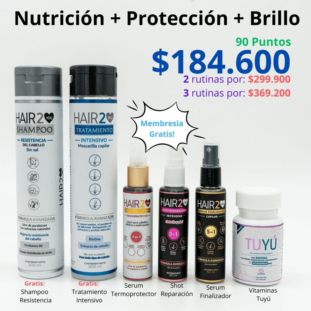 Rutina Capilar: Nutrición + Protección térmica + Brillo