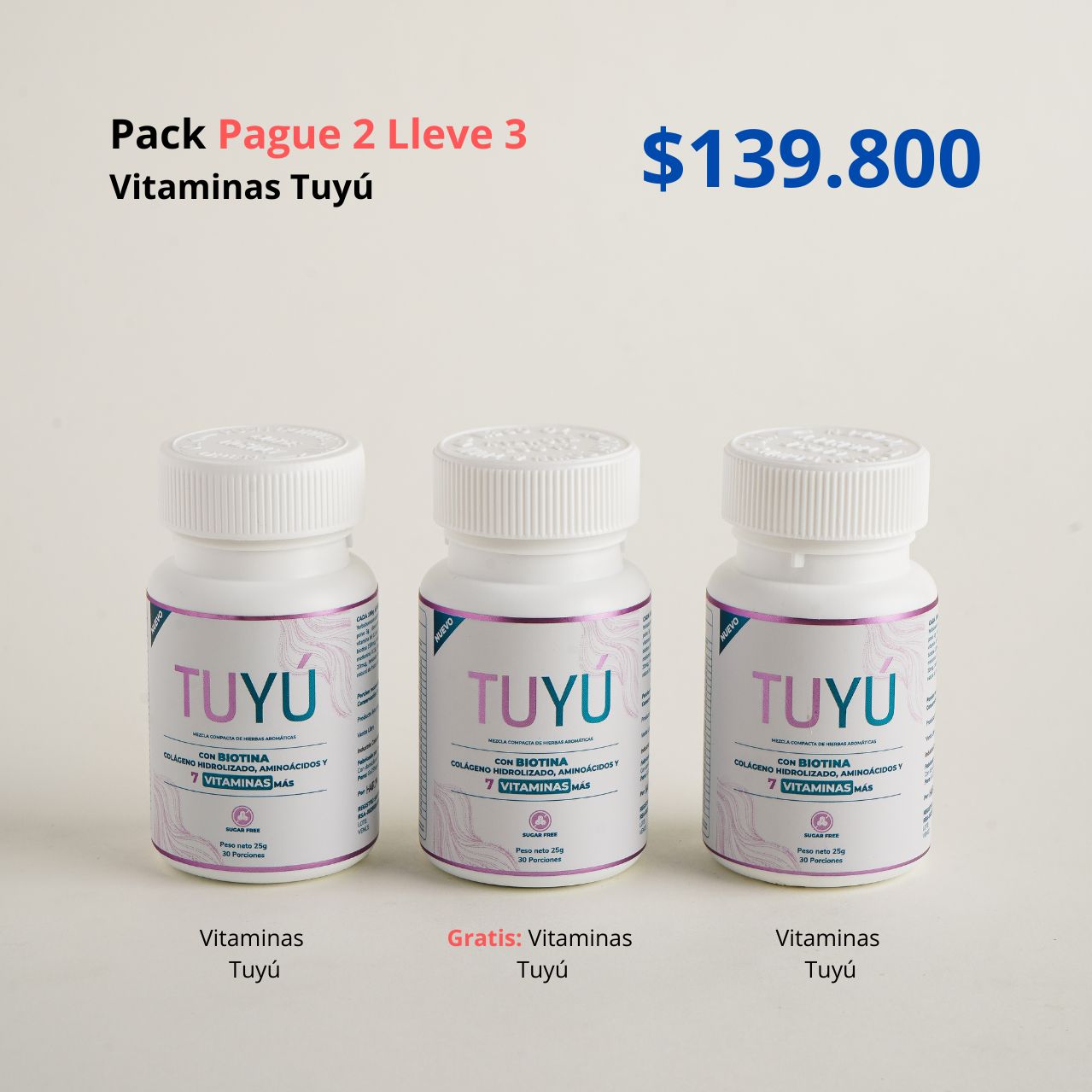 Pague 2, Lleve 3 Vitaminas Tuyú - Detiene la caída del cabello