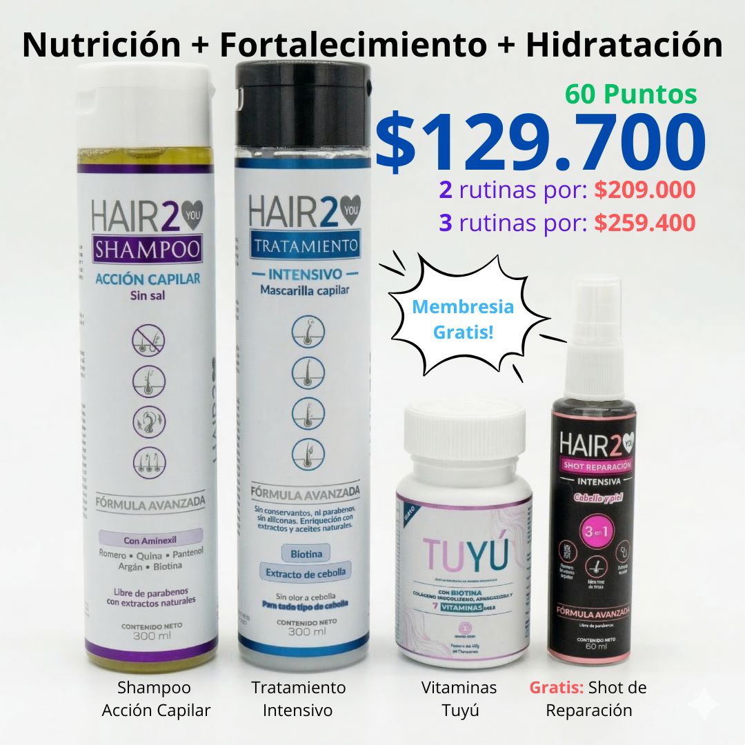 Rutina Capilar: Nutrición + Fortalecimiento + Hidratación