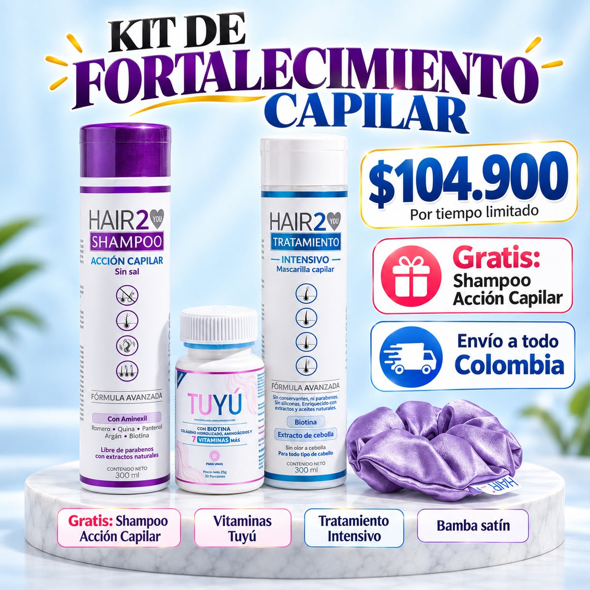 Shampoo GRATIS + Vitaminas Tuyú + Tratamiento Intensivo