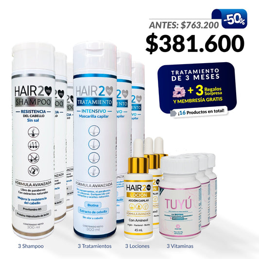 - 3 meses de tratamiento contra la caída del cabello