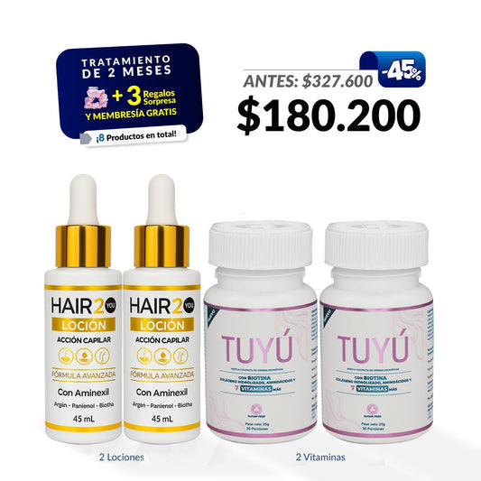 45% OFF en 2 meses de tratamiento Vitaminas + Loción Capilar