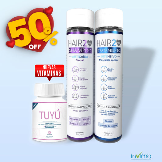 50% NUEVAS Vitaminas + Shampoo Anti-Caida + Tratamiento Nutritivo