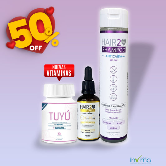 50% NUEVAS Vitaminas Tuyú + Shampoo Anti-Caida + Loción capilar con minoxidil