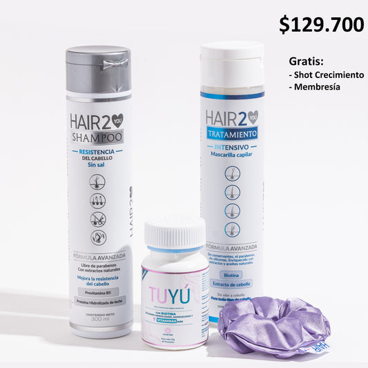 Vitaminas Tuyú + Shampoo + Tratamiento + GRATIS Shot Crecimiento