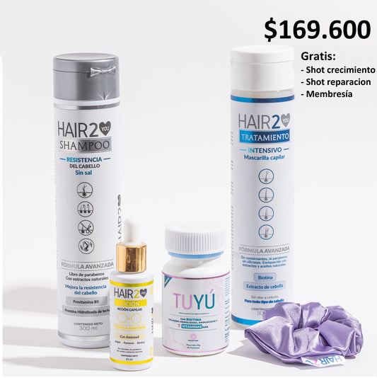 Vitaminas Tuyú + Shampoo Resistencia + Loción capilar + Tratamiento nutritivo