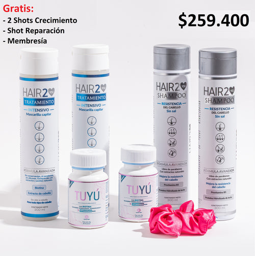 2 meses de tratamiento Anticaída Vitaminas + Shampoo + Tratamiento