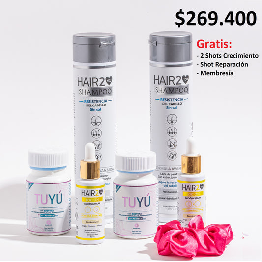 2 Meses de tratamiento Anticaída Vitaminas + Locion + Shampoo