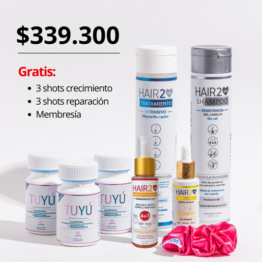 3 Vitaminas Tuyú + Shampoo Resistencia Anti caída + Tratamiento nutritivo