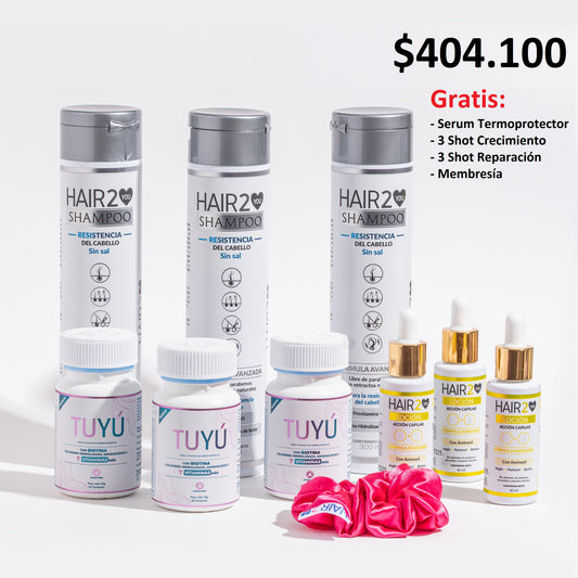 3 meses de tratamiento Anticaída Vitaminas + Loción + Shampoo
