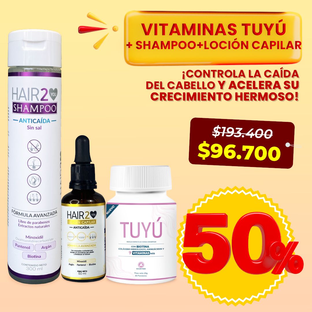 Vitaminas Tuyú + Shampoo Anti-Caída + Loción capilar