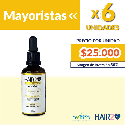 6 Unidades de Loción capilar con Minoxidil Hair2You - Margen del 30%