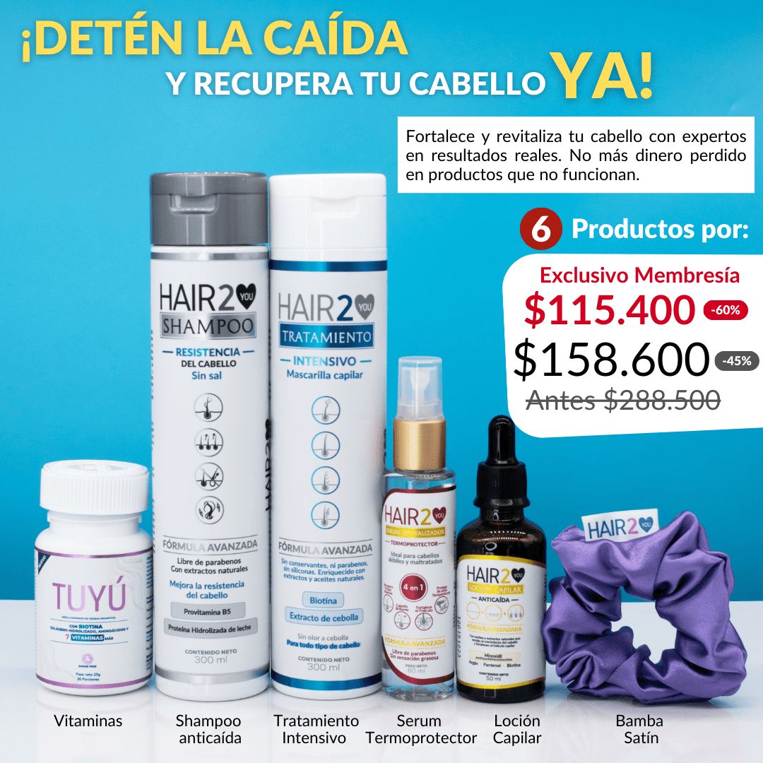 Vitaminas Tuyú + Shampoo Anti-Caída Resistencia + Loción capilar + Tratamiento nutritivo + Serum Termoprotector