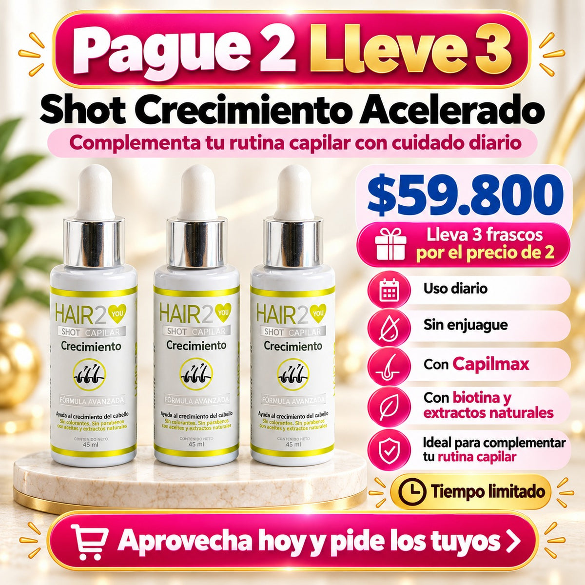 Paga 2, Lleva 3 – Shots de Crecimiento